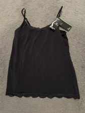 NWT VANITY FAIR CAMISOLE LARGE BLACK WITH BLACK LACE