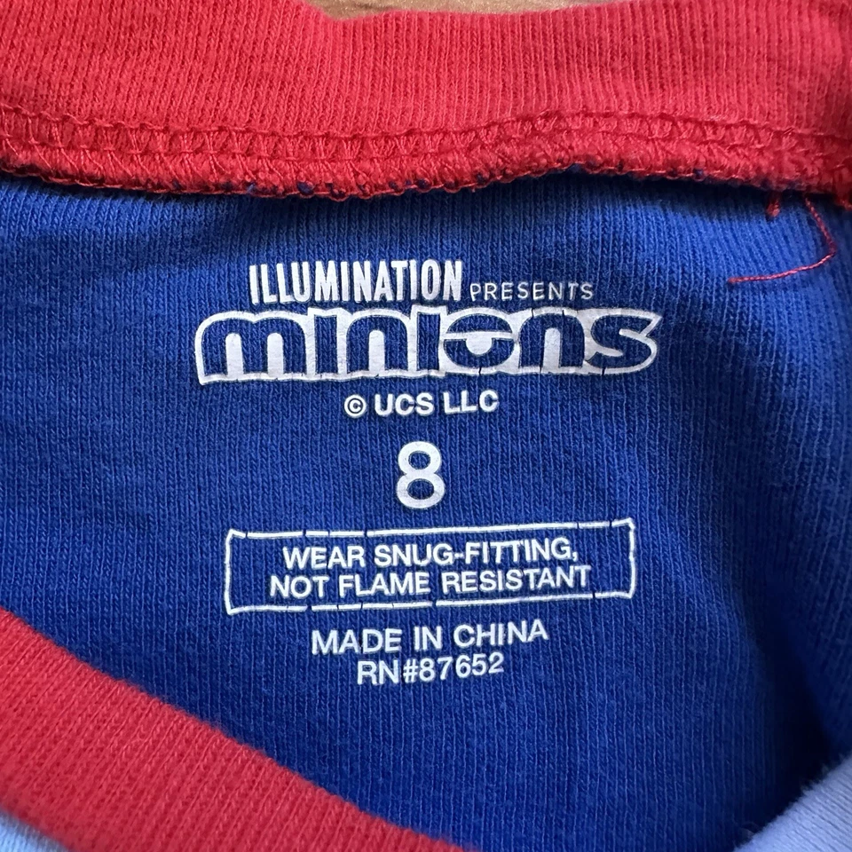 Conjunto de 4 pijamas de Navidad de algodón manga larga Minions talla 8 8A ¡USADO EN EXCELENTE ESTADO! Foto 4 de 4