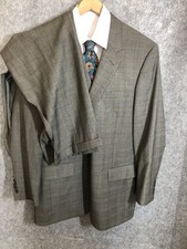 Jos A Bank Signature Suit Mens 44 Long Gray Plaid 100 Wool Two Piece Classic