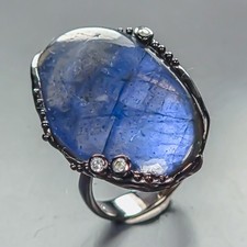 Unique ring 40 ct Natural Labradorite Ring 925 Sterling Silver Size 8 /R453674