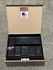 Vintage Buddy Products Metal Cash Coin Money Box W/ Key 10"x8.5"x4.5" Made USA