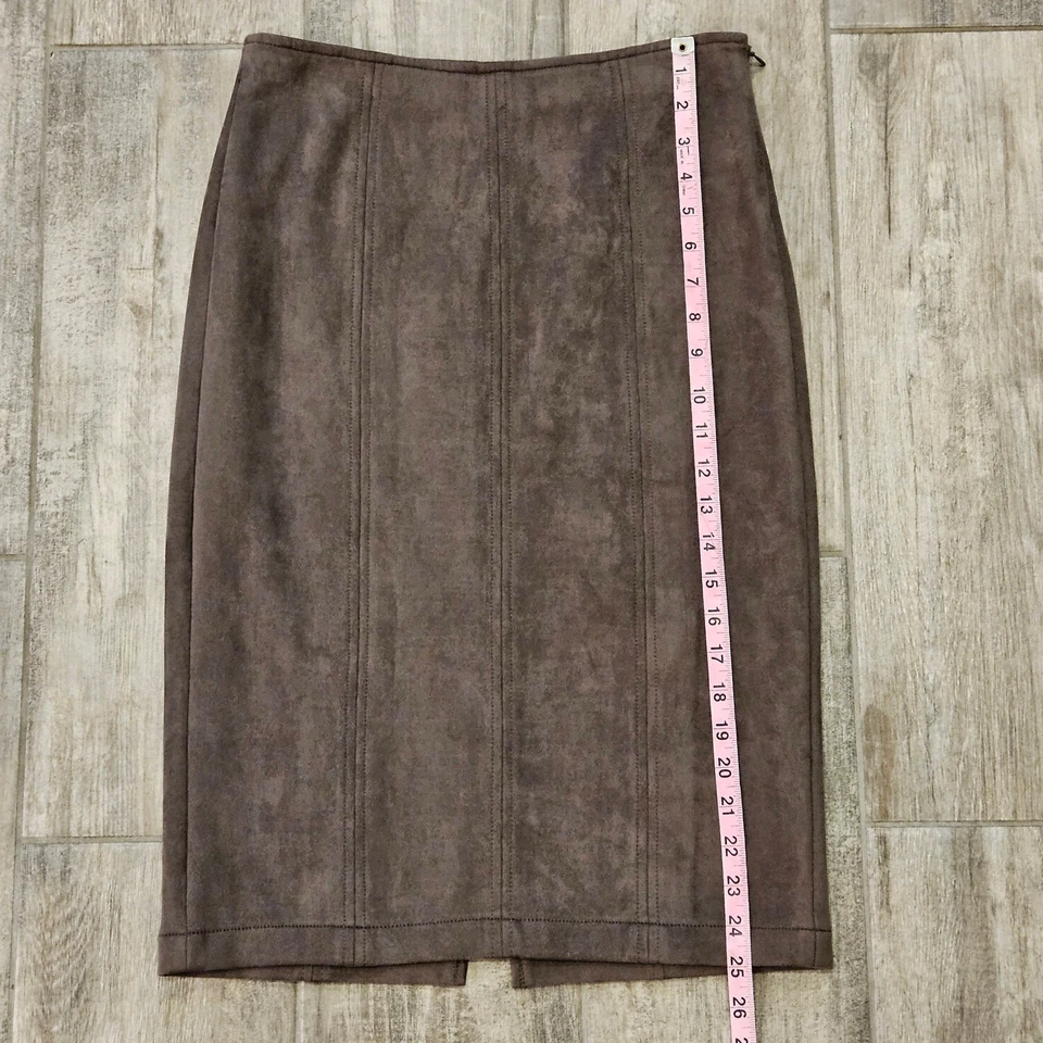 Falda Anthropologie Level 99 Mujer 28 Roselle Imitación Gamuza Lápiz Recto Marrón  Foto 2 de 4