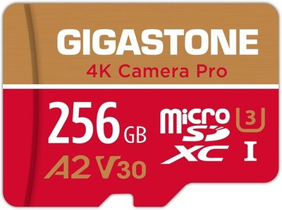 GIGASTONE 4K Kamera Pro 256GB MicroSDXC Speicherkarte und SD-Adapter, 100 MB/s