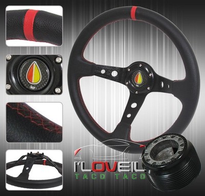 89-05 Eclipse 350mm Grip Improvement Steering Wheel & Jdm Button + Hub Adapter