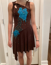 ice skating dress adult small chocolate brown and turquoise