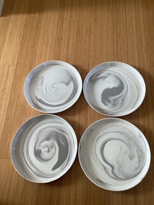 4 Artisanal Kitchen Supply Coup Dark Gray Swirl Plates  10-3/4  Diameter 