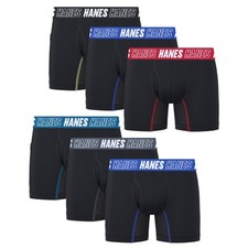 Hanes Boys' Black Moves Boxer Brief Underwear Anti-Chafe Briefs 6-Pack 6PK-S