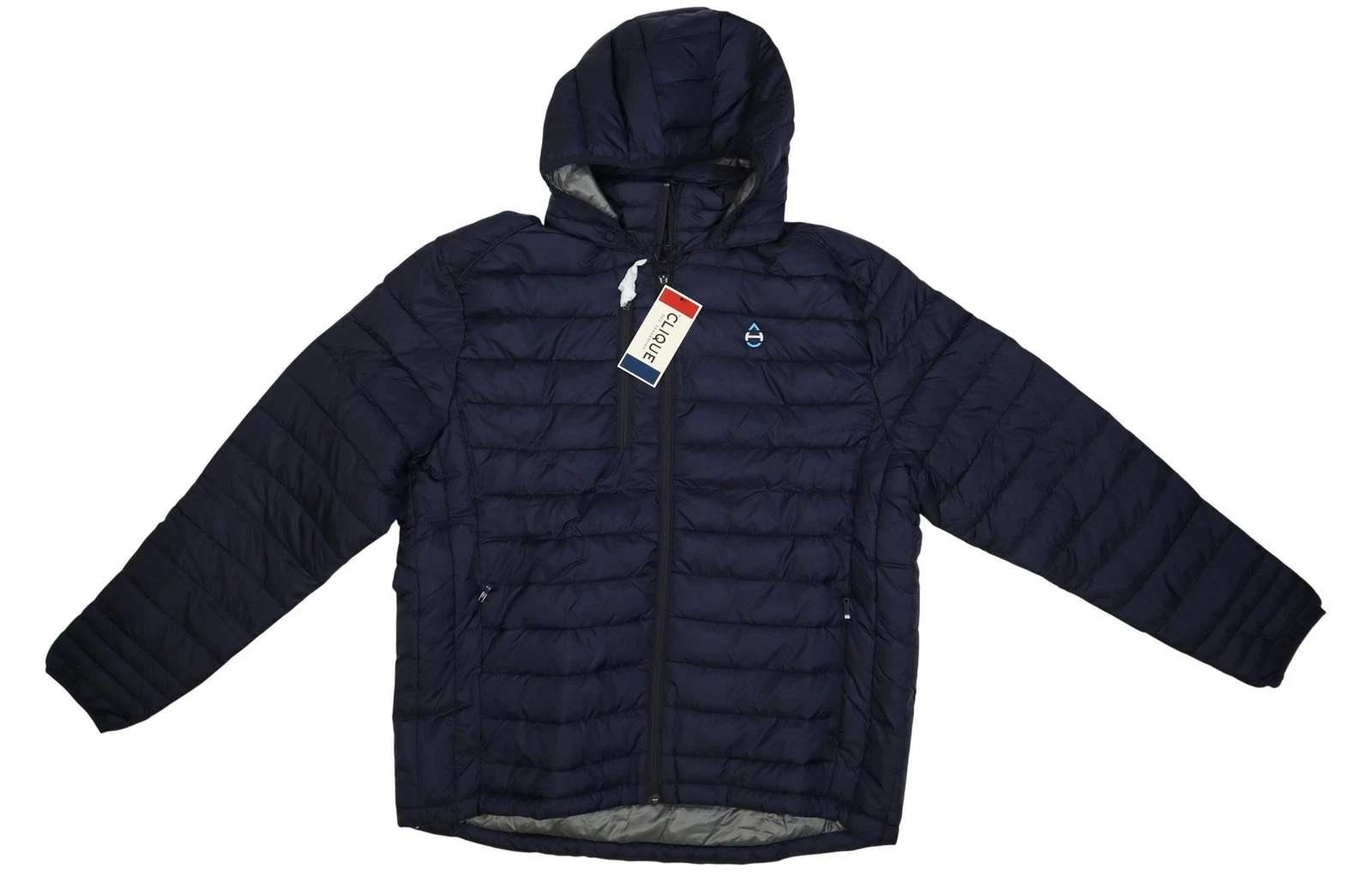Clique Jacket Mens XL Blue Hooded Quilted Puffer Full Zip Insulated Warm Coat