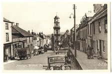 Penryn Broad Street old motor cars trucks shops etc postcard Cornwall