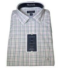Club Room Men's Regular Fit Letto Plaid Dress Shirt pink green 16 32/33 60