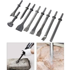 ✨ 9Pcs Pneumatic Air Hammer Punch Chipping Bits 0.39 In Shank Tool Set Chisel ✨