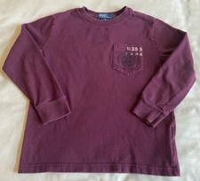 Ralph Lauren Polo Maroon Long Sleeve Pocket 1932 Logo T-shirt/Tee - Kids Size 5