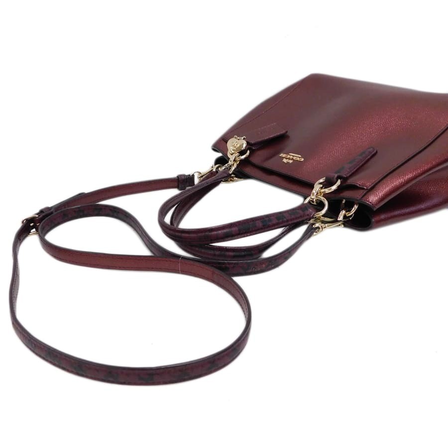 Coach Small 2-Way Bag Leather Python Pattern Bord… - image 4