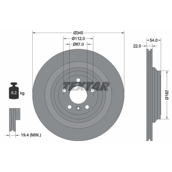 Textar 2X Bremsscheibe Hinten Ø345 Mm FüR Mercedes-Benz GLE W166 350 D 4Matic-image