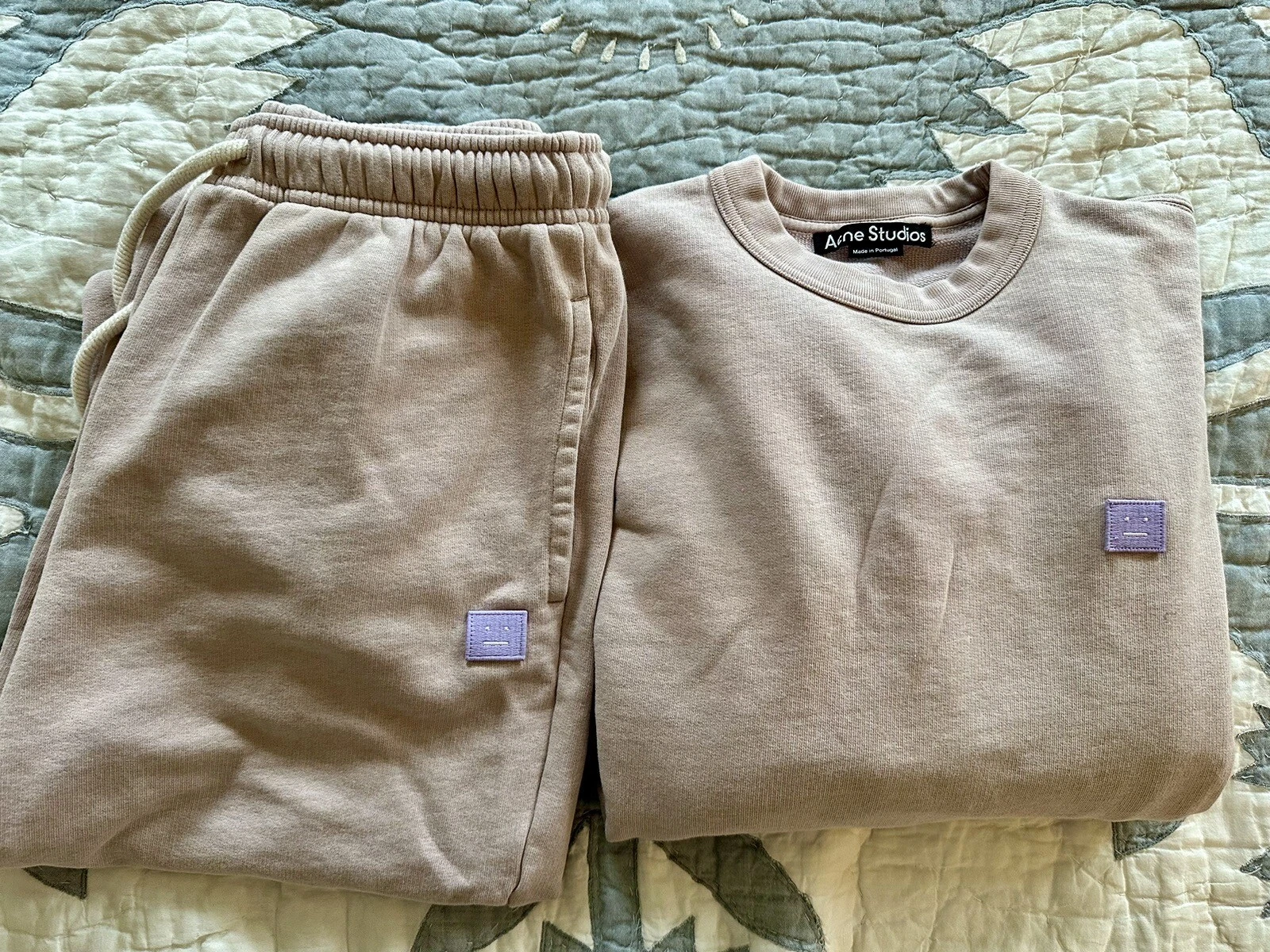 ACNE STUDIOS Set Felpa Felpa Rosa Polveroso Lilla XS Tuta Oversize