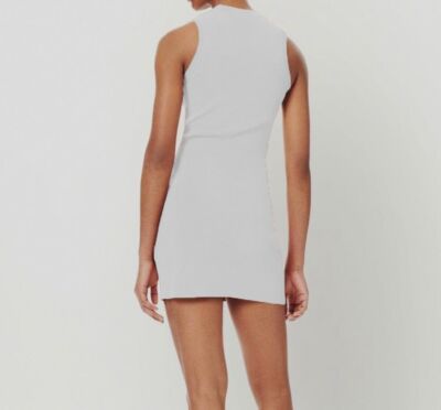 white fitted sleeveless dress Off White Pleated Lace Sleeveless Mini Dress main image 0