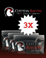 3 x Cotton Bacon V2 by Wick'n'Vape Watte f&uuml;r Selbstwickelverdampfer Wickelwatte