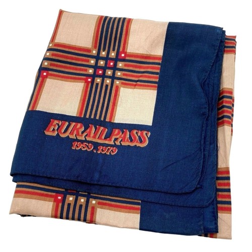Vintage 1959-1979 Eurail Pass 100 % quadratischer Schal aus Seide 20. Jahrestag Gedenkfeier - Bild 2 von 10