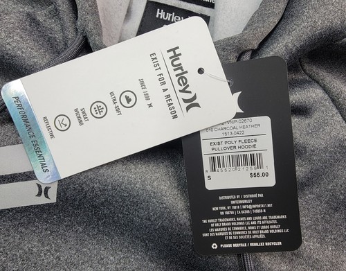 Hurley Felpa con Cappuccio Uomo S Performance Pullover Canguro Tasche Grigio - Foto 8 di 10