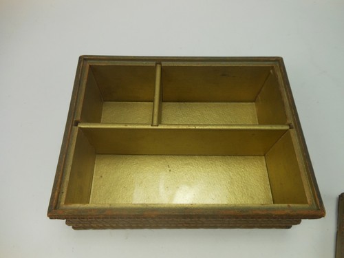 Vintage Gilded Wood Trinket Box 8 1/2" X 6 1/2" Jewelry Box Compartments - Picture 6 of 8