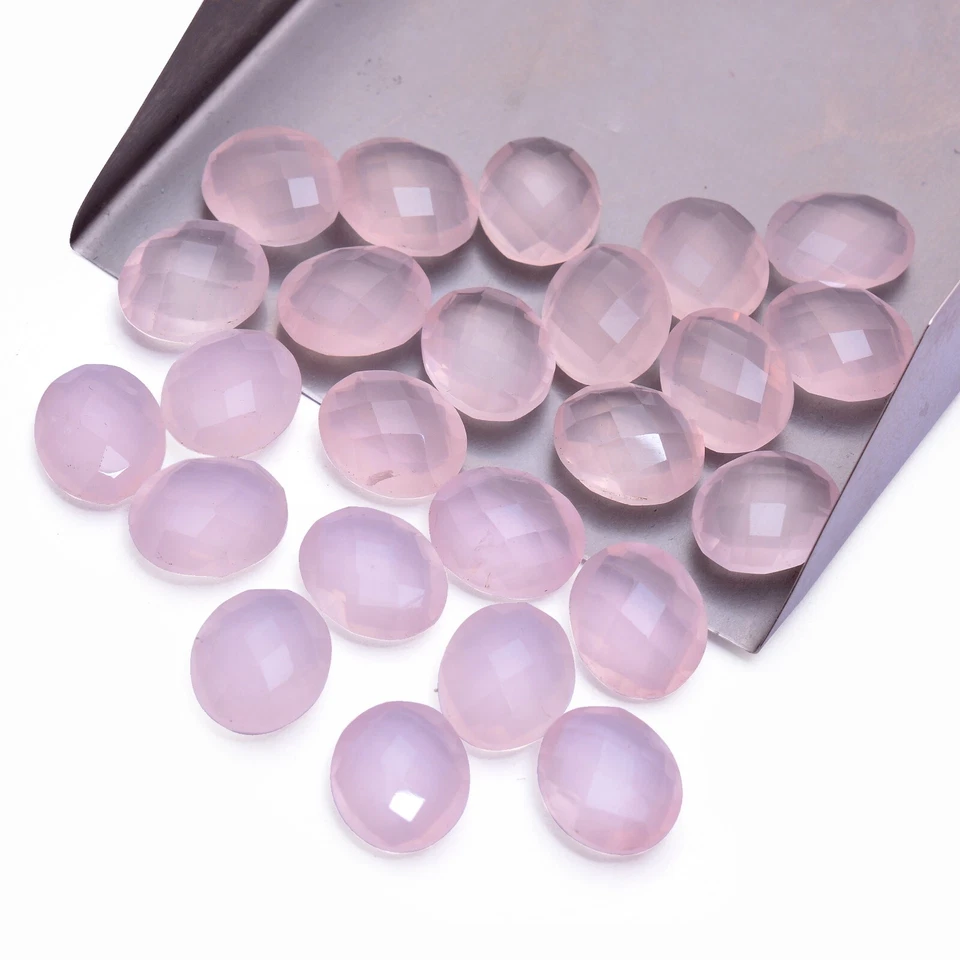 Natural Pink Rose Quartz Loose Gemstone 12mmx10mm Oval Briolettes For Jewelry - Image 4 of 4
