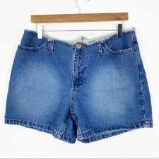 VINTAGE FADED GLORY Denim Jean Shorts Distressed Raw Edge Waist Retro Size 12