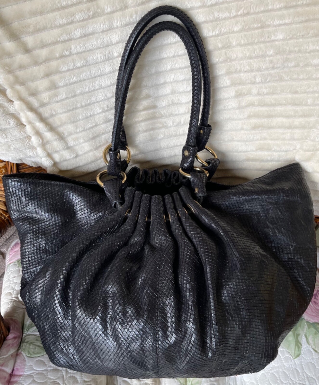 Jenrigo Italian Black Python Embossed Italian Lea… - image 2