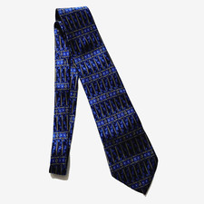 7098 Zylos Blue Satin Blue Swirls Print Necktie Tie 4x61