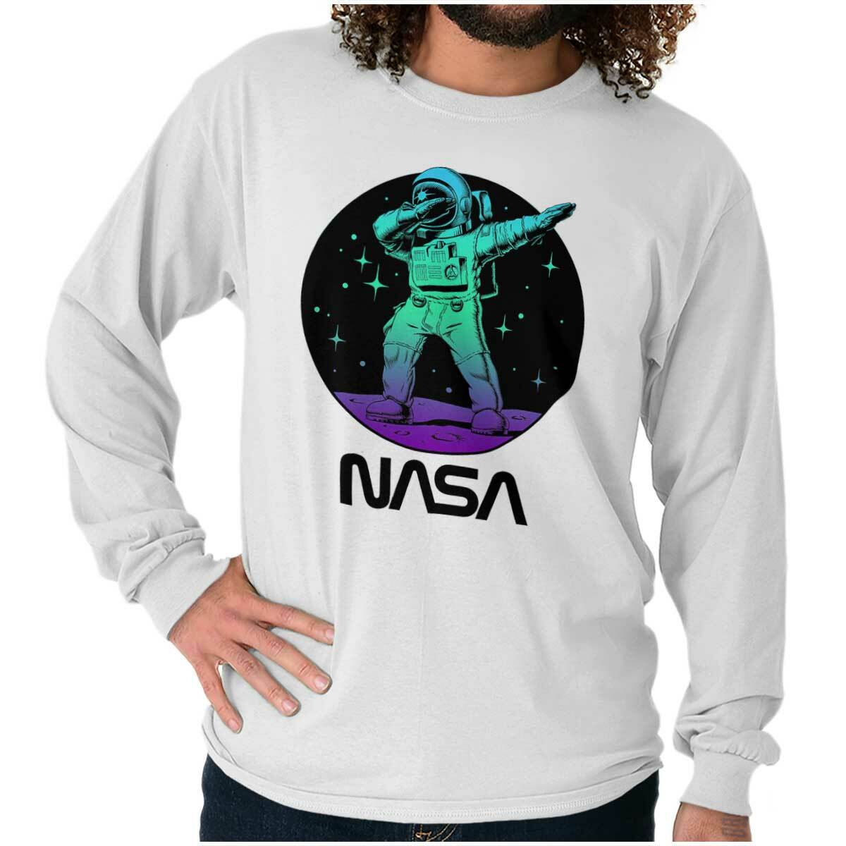 NASA Logo Spaceman Astronaut Dabbing On Moon Long Sleeve Tshirt