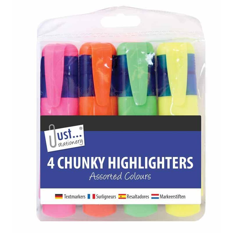 x4 Chunky Neon Highlighter Pens from Tallon