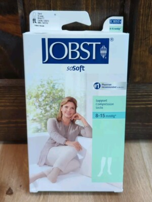 Jobst SoSoft Womens Knee High Supports Socks 8-15 mmHg Compression Sz XL Sand
