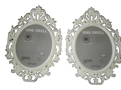 IKEA Ung Drill White Oval Plastic Frames mirrors (2P) 15 X 19