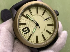 Diesel DZ1875 Rasp NSBB Light Green Dial Black Rubber Strap s/s Quartz Men Watch