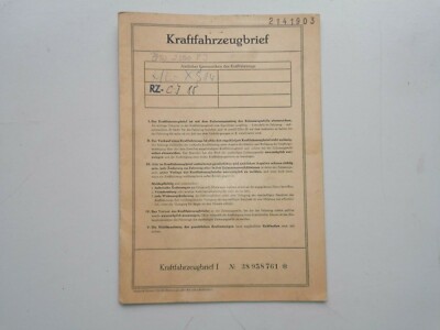 BMW 2500 E3 1969 KFZ Fahrzeugbrief Pappe title registration carte grise