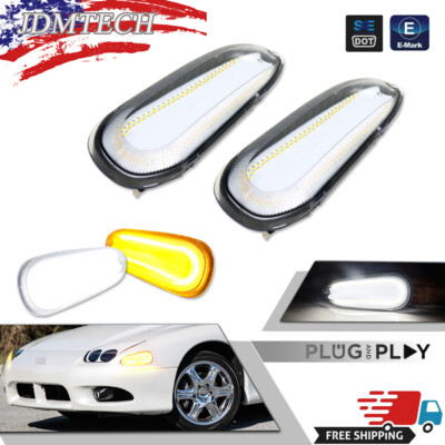 For 94-98 Mitsubishi 3000GT Switchback LED Corner Signal Light DRL Pair Set of 2