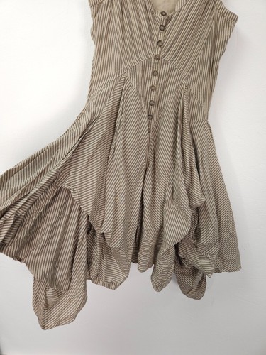 AllSaints Dress Size 10 Beige Striped Jezabel Steampunk Parachute Hitch Corset - Picture 6 of 11