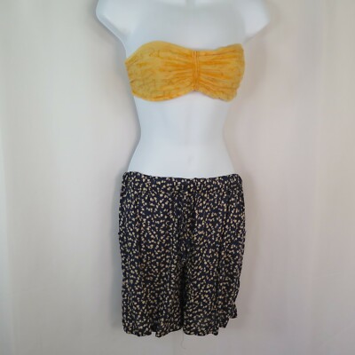 Women s | Shorts | Viscose | Flora Pattern | 2 Small Pockets | Blue & Sand