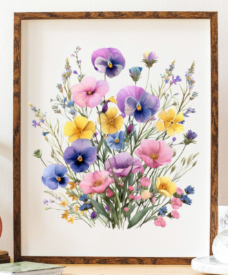 Floral Art Print, Wildflowers Wall Art Decor, Botanical Art Print Nature Art #51