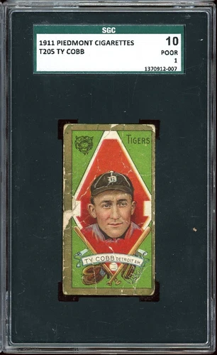 1911 T205 Piedmont Cigarettes Baseball Ty Cobb SGC 1