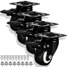 Casters Wheels Set of 4 Heavy Duty Swivel Casters 2" Double Locking Castor Wh...