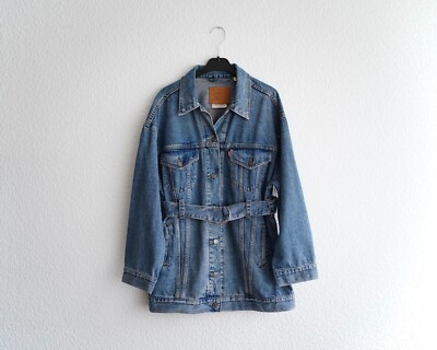 Lange Levi's Jeansjacke in Blau Denim, Gr. XS (Passt S/M/L)