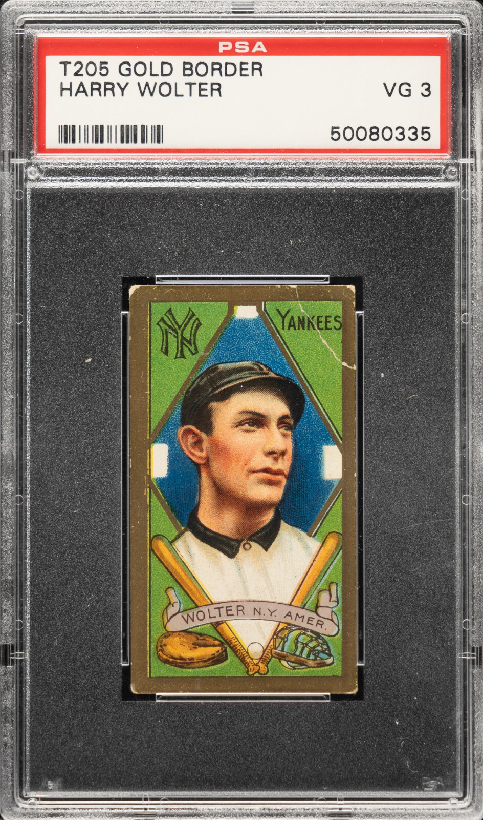 1911 T205 Hassan Harry Wolter  New York Yankees PSA 3 VG