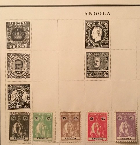 5 Angola hinged Postage Stamps from 1920s as shown