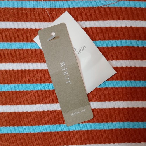 NWT J Crew Long Sleeve Striped Top Women's Size Large 100% Cotton Orange Blue - Picture 2 of 12