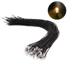 50pcs Clear 3mm Mini Bulbs 1.5V 100mA Pre-Wired Grain of Wheat Bulbs Warm White