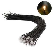 50pcs Clear 3mm Mini Bulbs 1.5V 100mA Pre-Wired Grain of Wheat Bulbs Warm White