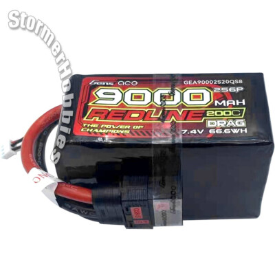 Gens Ace Redline Drag 9000mAh 7.4V 200C 2S6P Lipo Battery QS8 GA16367