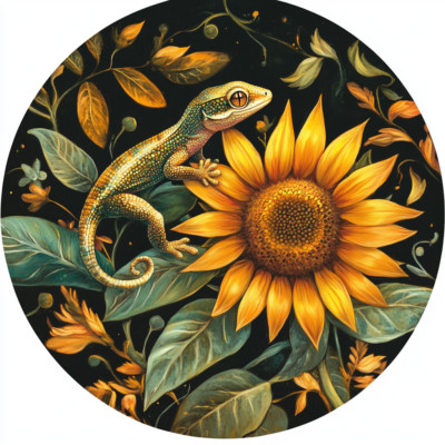 Transparent 18x18 cm gecko with flowers car sticker weatherproof vinyl sticker