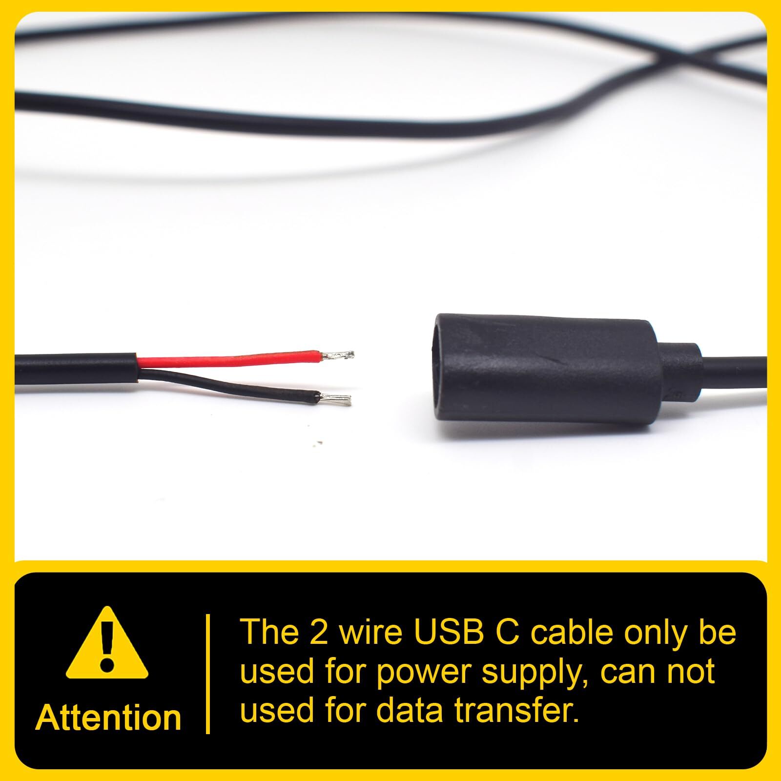 2PCS USB Type C Female Pigtail0.3M/1Feet 22AWG USB C Female Plug to 2 Pin Bar...