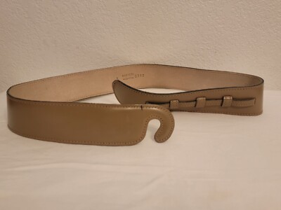 VTG 80s Anne Klein for Calderon Belt Leather Hook Tan Large  display picture 3